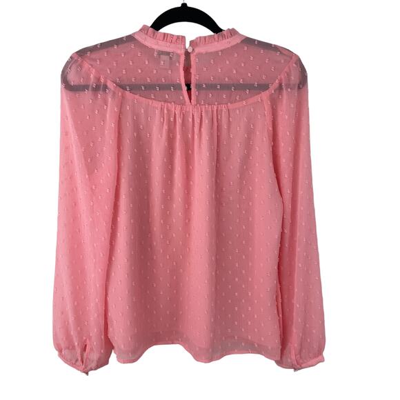 J. Crew Factory Light Pink Long Sleeve Clip Dot Smocked Top Womens Small - Picture 5 of 5